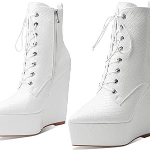 Platform Wedge Pointed Toe Ankle Boots - Picture 4 of 5